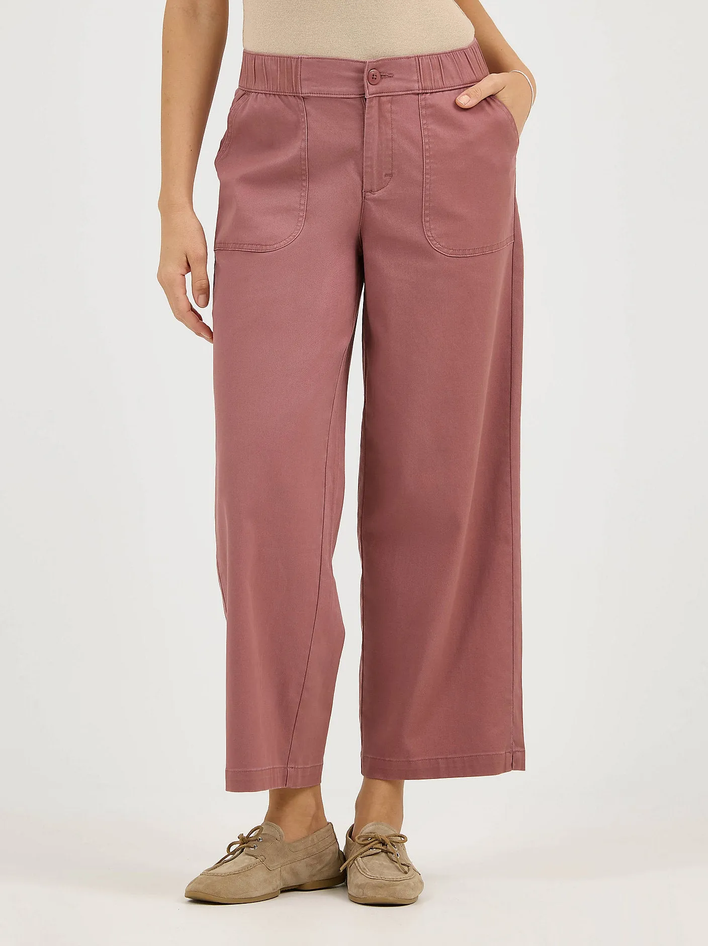 Women's Ultra Lux Comfort Wide Leg Utility Crop Pant - Henna - 112364262