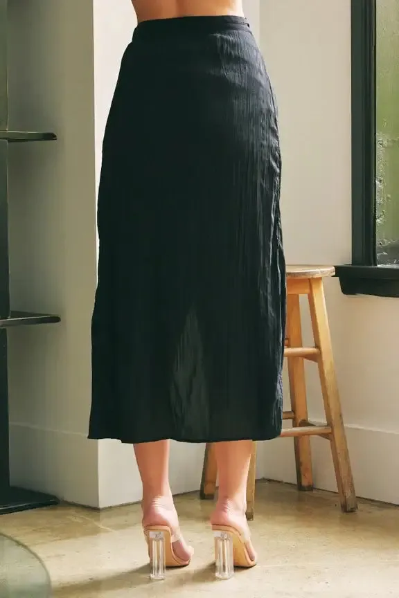 WRAP TIE MIDI SKIRT