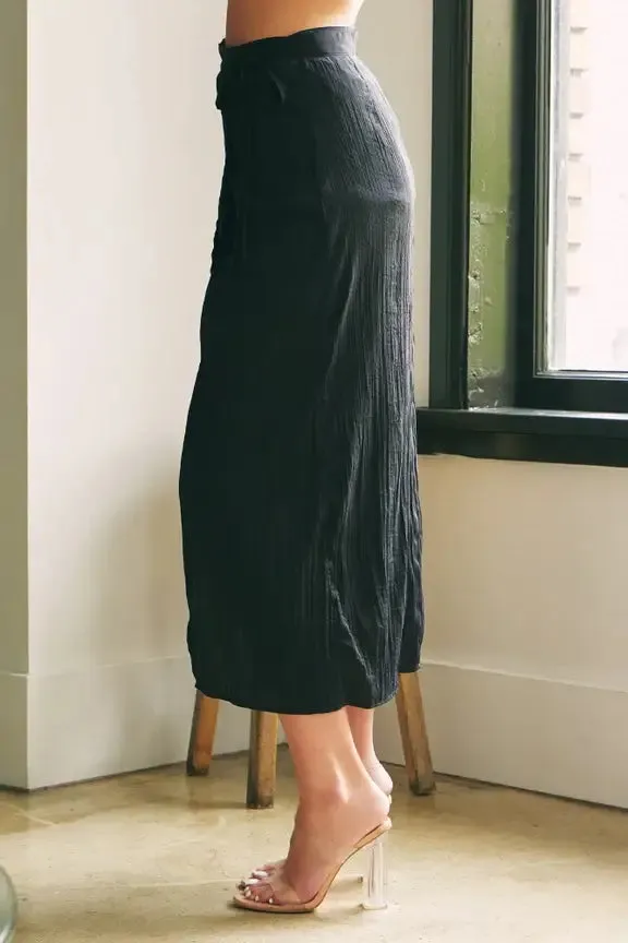 WRAP TIE MIDI SKIRT