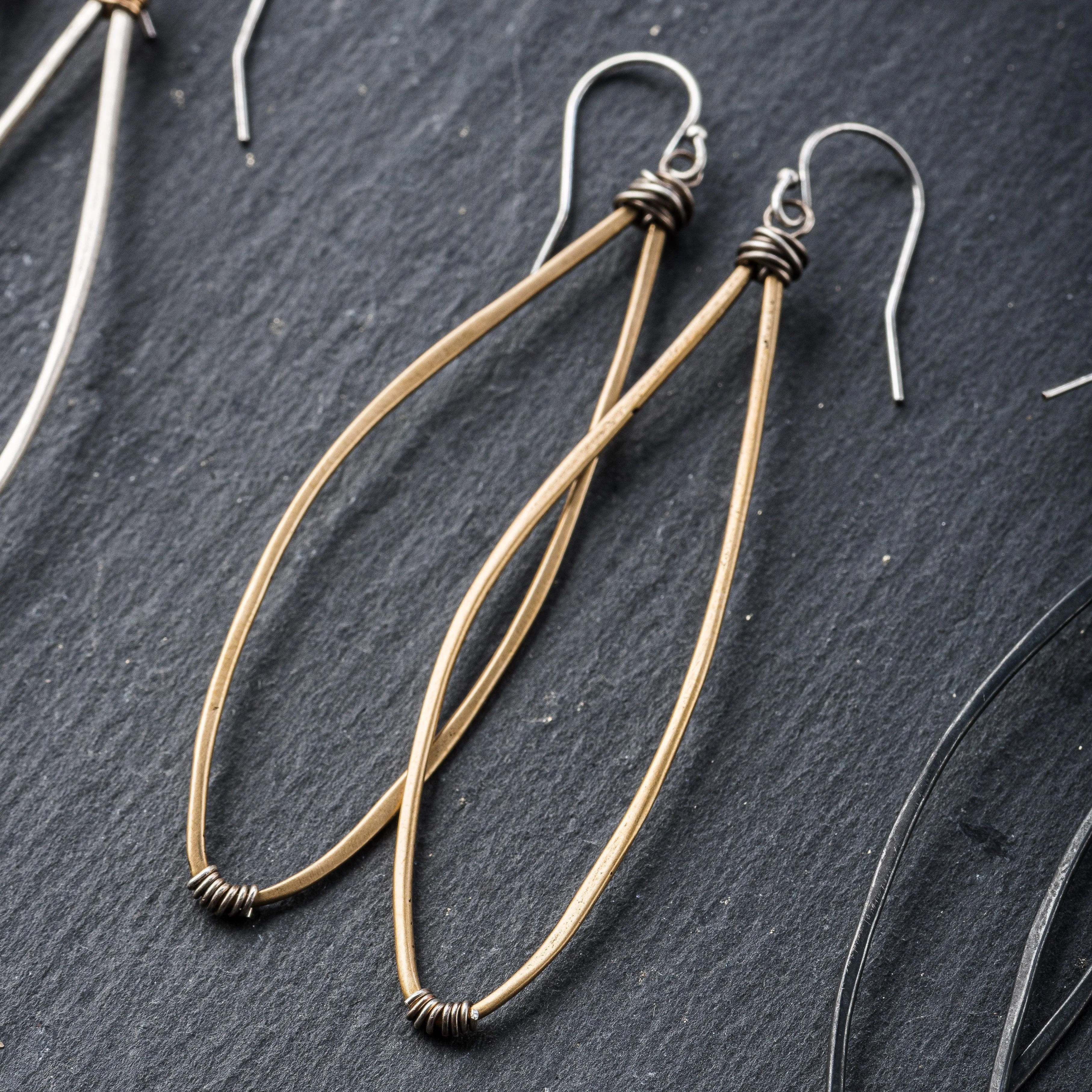 Yellow Bronze Grande Dahlia Earrings