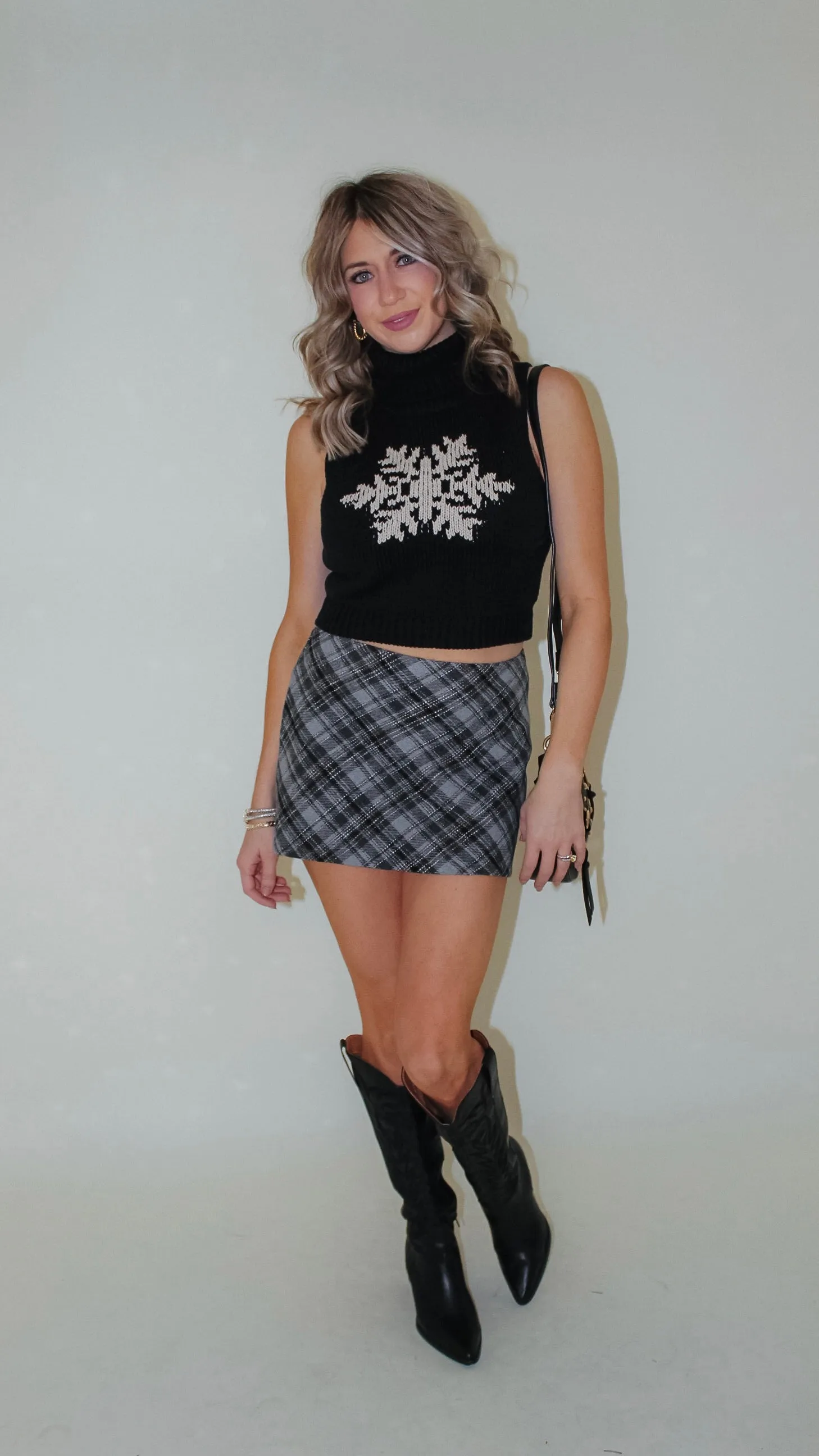 Zealous Grey Plaid Skirt