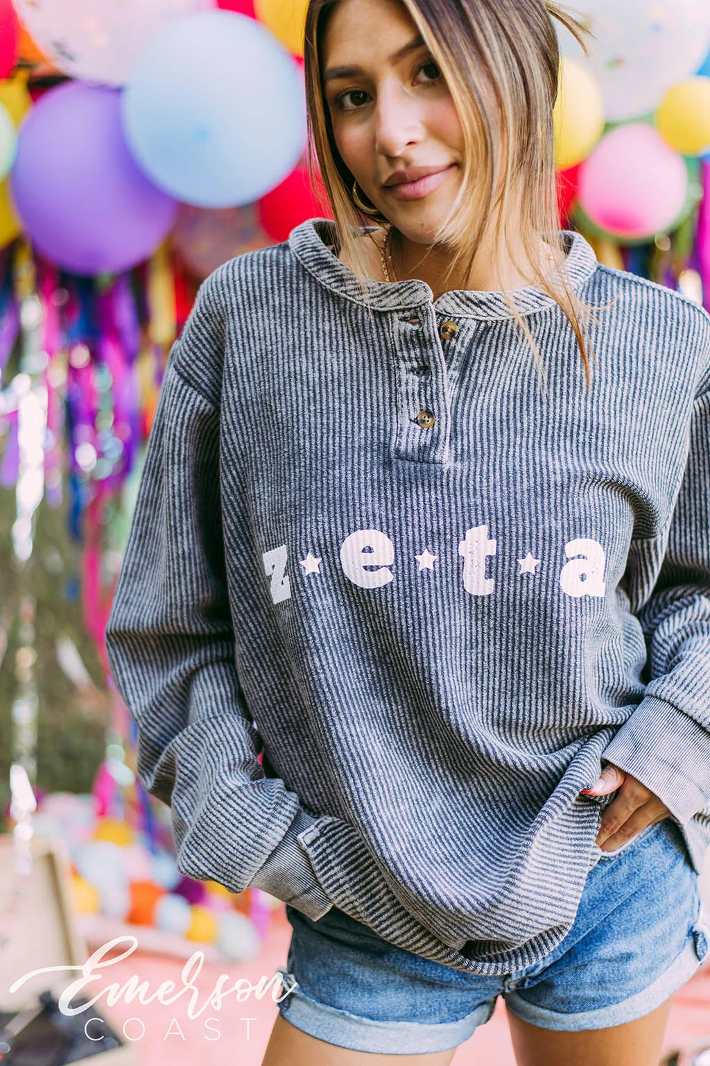 Zeta PR Charcoal Corduroy Henley