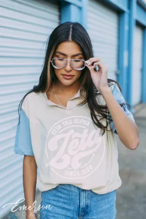 Zeta Tau Alpha Vintage Colorblock Henley